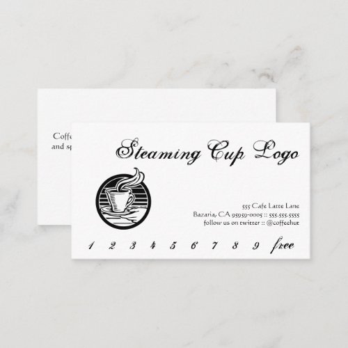 Steaming Cup Logo Drink Punch  Loyalty Card