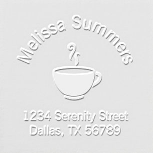 Steaming Cup of Coffee Address Embosser