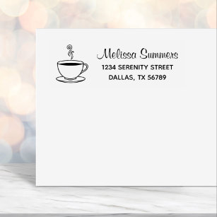 Steaming Cup of Coffee Address Self-inking Stamp