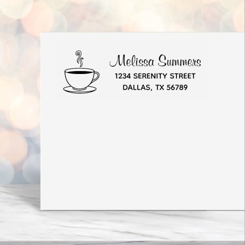 Steaming Cup of Coffee Address Self_inking Stamp