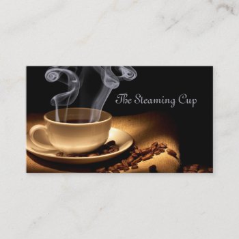Steaming Cup Of Coffee Business Card by artNimages at Zazzle