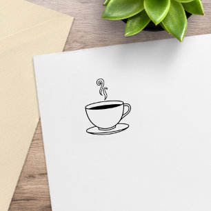 Steaming Cup of Coffee Loyalty Get One Free 1x1 Rubber Stamp