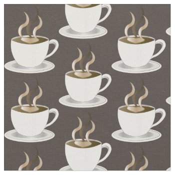 Steaming Cup Of Coffee Pattern Fabric by TrendyKitchens at Zazzle