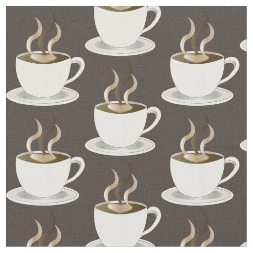 Steaming Cup of Coffee Pattern Fabric