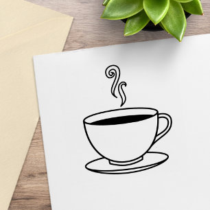 Steaming Cup of Coffee Rubber Stamp