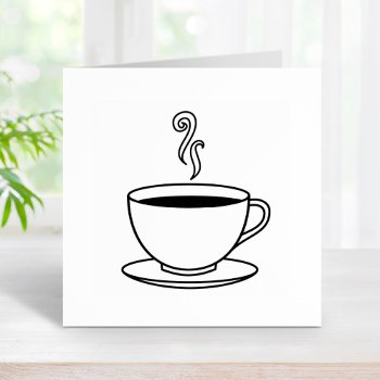Steaming Cup Of Coffee Rubber Stamp by Chibibi at Zazzle