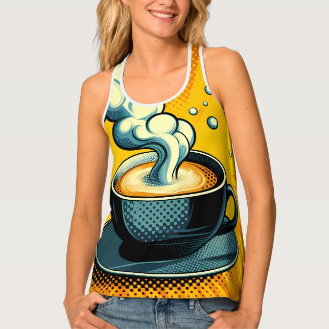 Steaming Cup Of Coffee Tank Top (Front)