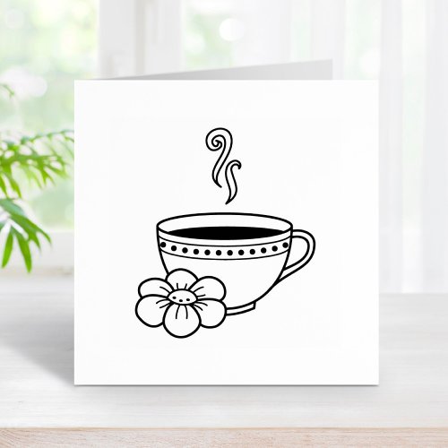 Steaming Cup of Herbal Tea Rubber Stamp