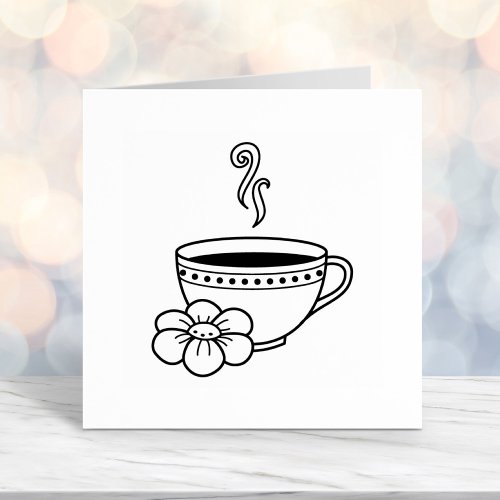 Steaming Cup of Herbal Tea Self_inking Stamp