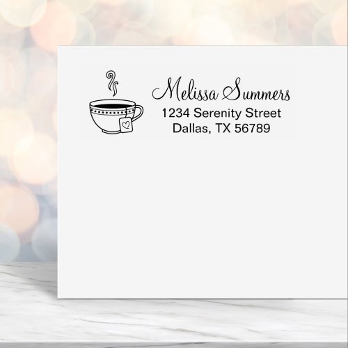 Steaming Cup of Tea Address Self_inking Stamp