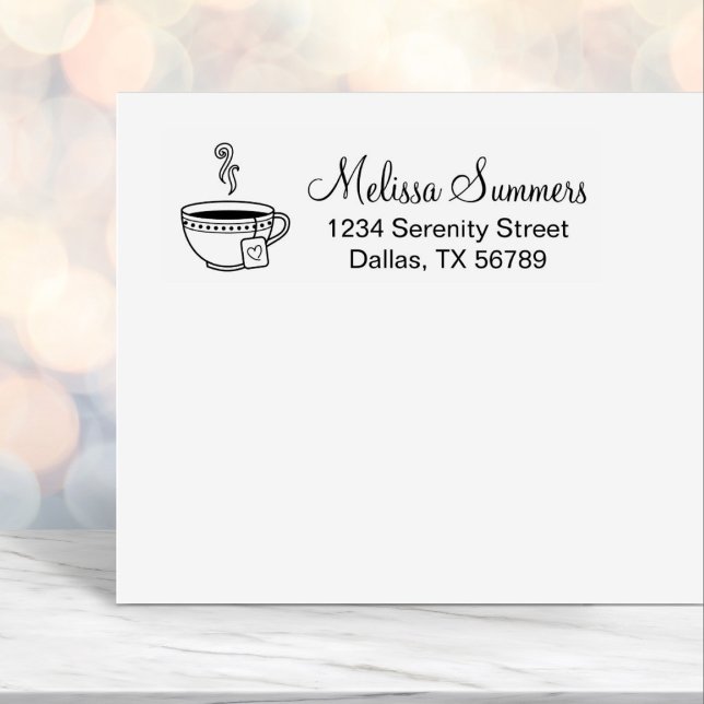 Steaming Cup of Tea Address Self-inking Stamp (Creator Uploaded)