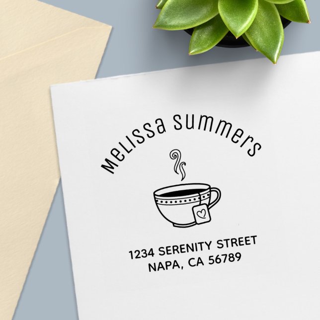 Steaming Cup of Tea Arch Address Self-inking Stamp (Creator Uploaded)