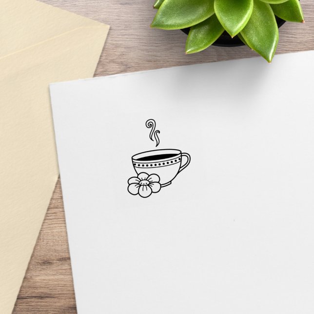 Steaming Cup of Tea Coffee Free Cup Loyalty Card Rubber Stamp (Creator Uploaded)