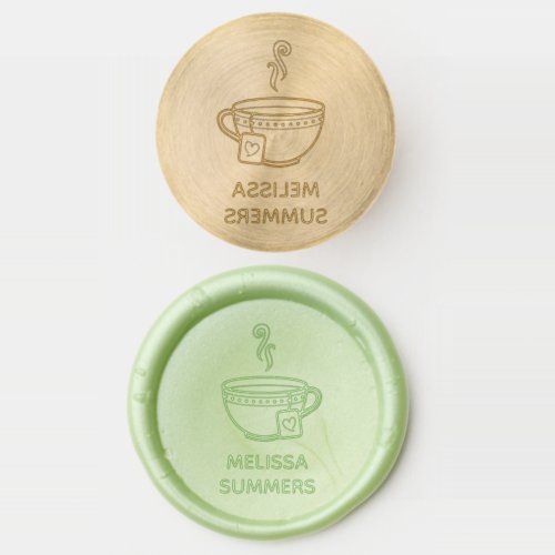 Steaming Cup of Tea Custom Name Wax Seal Stamp