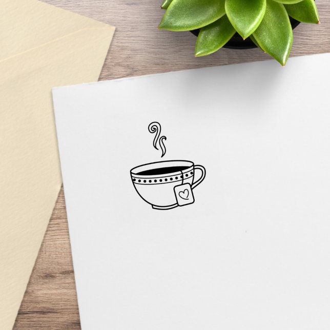 Steaming Cup of Tea Loyalty Punch Card Rubber Stamp (Creator Uploaded)