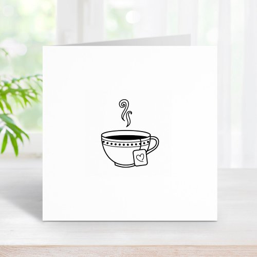 Steaming Cup of Tea Loyalty Punch Card Rubber Stamp