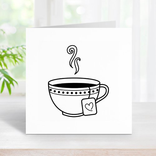 Steaming Cup of Tea Rubber Stamp