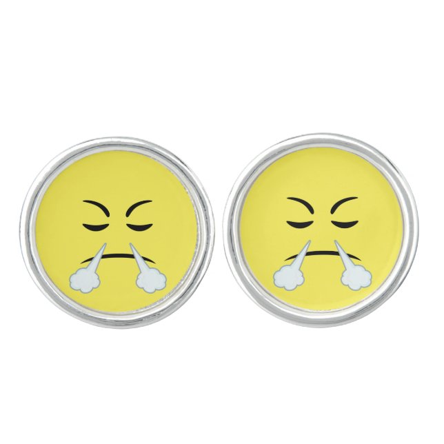 Steaming Emoji Cufflinks (Front)
