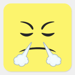 Steaming Emoji Square Sticker