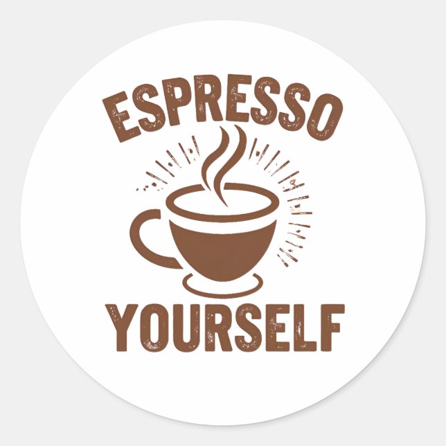 Steaming Espresso Cup Illustration Classic Round Sticker (Front)