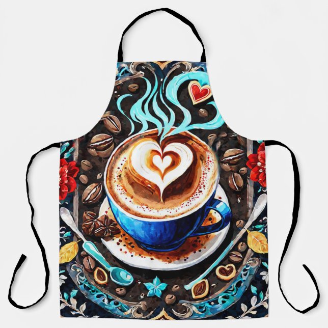 Steaming Lattes Coffee Apron | Barista Design (Front)
