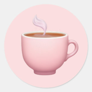 Steaming Pink Teacup Emoji Classic Round Sticker