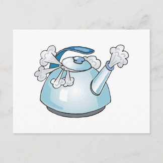 steaming tea pot kettle postcard