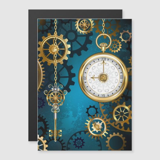 Steampun turquoise Background with Gears (Front/Back)