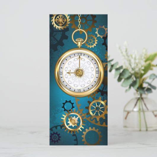 Steampun turquoise Background with Gears (Standing Front)