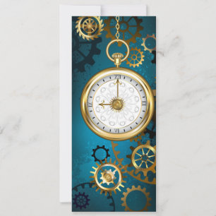 Steampun turquoise Background with Gears Announcement