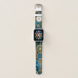 Steampun turquoise Background with Gears Apple Watch Band