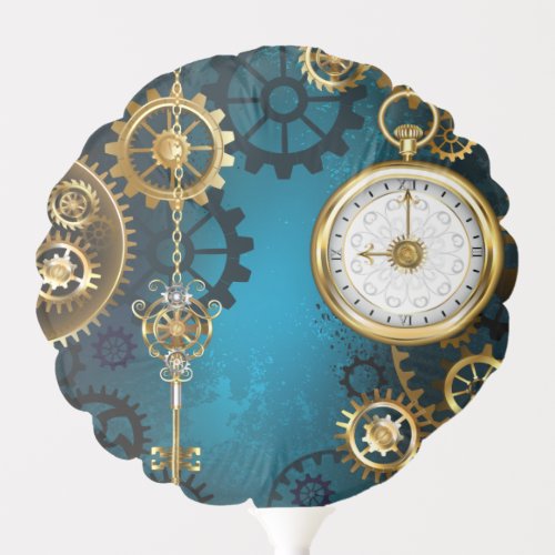 Steampun turquoise Background with Gears Balloon