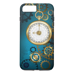 Steampun turquoise Background with Gears iPhone 8 Plus/7 Plus Case