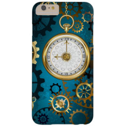 Steampun turquoise Background with Gears Barely There iPhone 6 Plus Case
