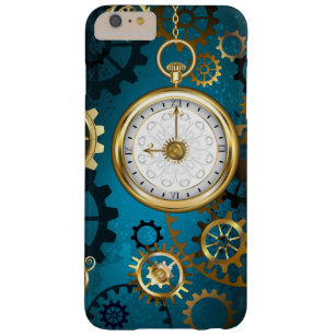Steampun turquoise Background with Gears Barely There iPhone 6 Plus Case