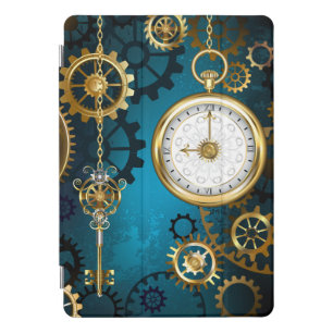 Steampun turquoise Background with Gears iPad Pro Cover