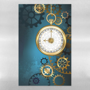Steampun turquoise Background with Gears Magnetic Dry Erase Sheet