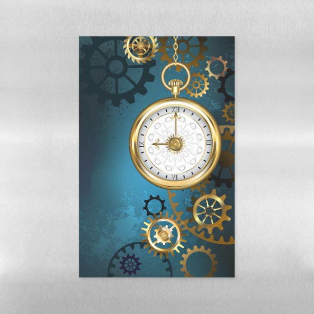 Steampun turquoise Background with Gears Magnetic Dry Erase Sheet (Vertical)