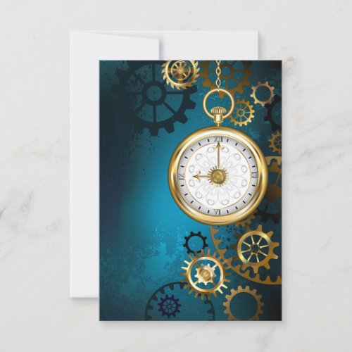 Steampun turquoise Background with Gears Note Card