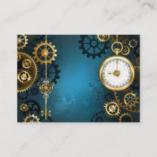 Steampun turquoise Background with Gears Referral Card