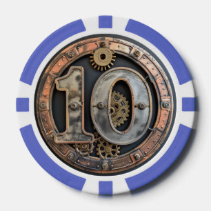 Steampunk $10 Poker Chip: Gearwork Currency Chips