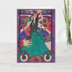 Steampunk 13 Birthday Card - Green Dress