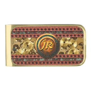 Steampunk 1-4 Options Gold Finish Money Clip