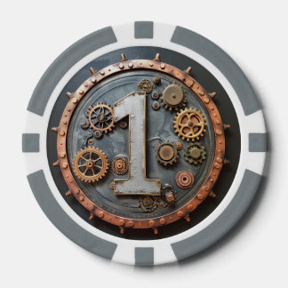 Steampunk $1 Poker Chip: Mechanical Bet Chips