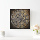 Steampunk 1 square square wall clock | Zazzle