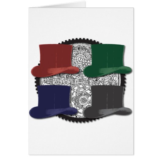 steampunk 4 colored hats cards (Front)