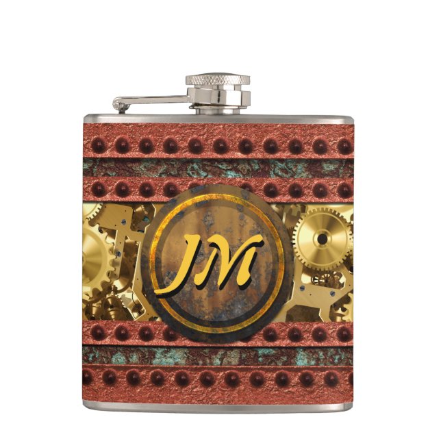 Steampunk 4A Wrapped Flask Options (Front)
