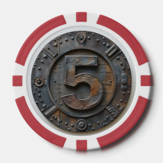 Steampunk $5 Poker Chip: Victorian Gambling Chips