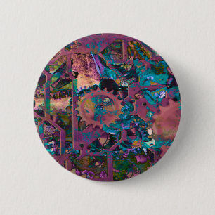 Steampunk, abstract pinback button