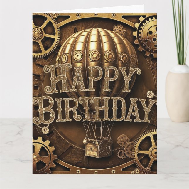 Steampunk Adventure Birthday Design Card (Front)